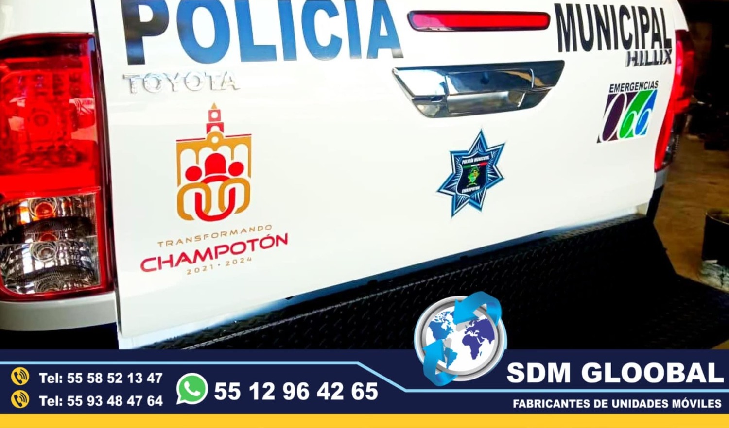 Rotulacion, balizamiento, cromatica de Moto Patrullas pick up sedan<br>