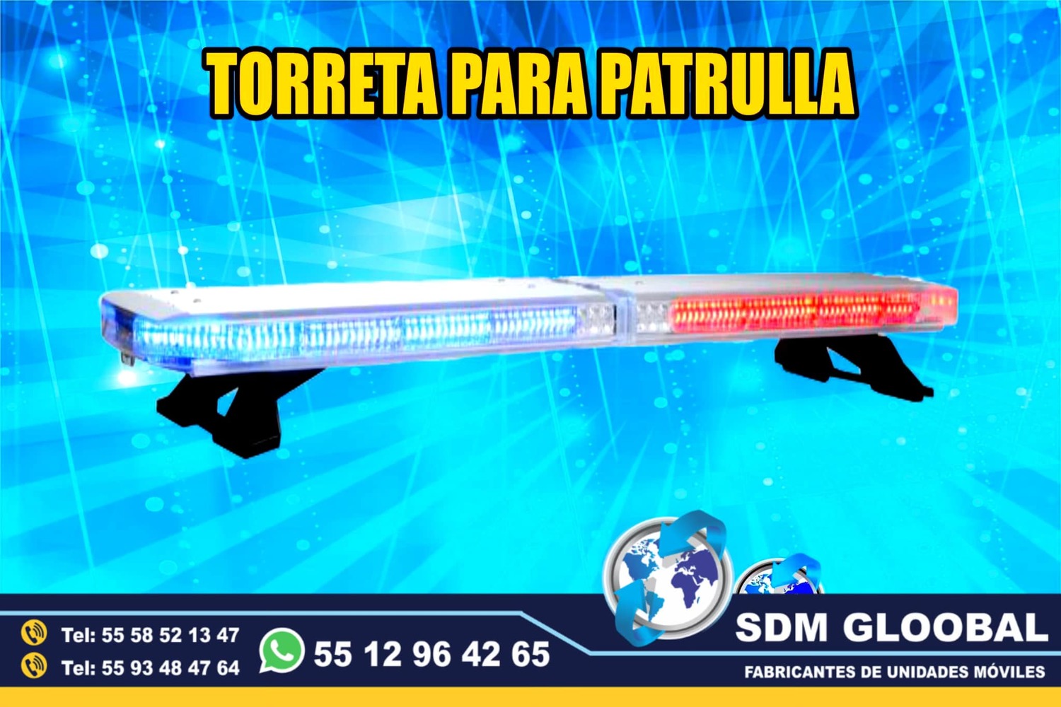 Venta de Torreta de Leds para patrullas color rojo azul Epcom<br>