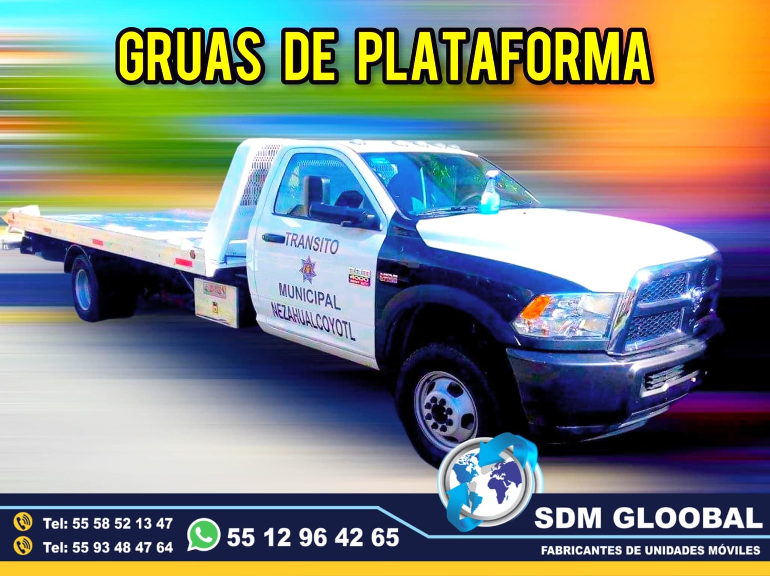 Fabricantes de Gruas de Plataforma para Transito Municipal y Estatal<br>