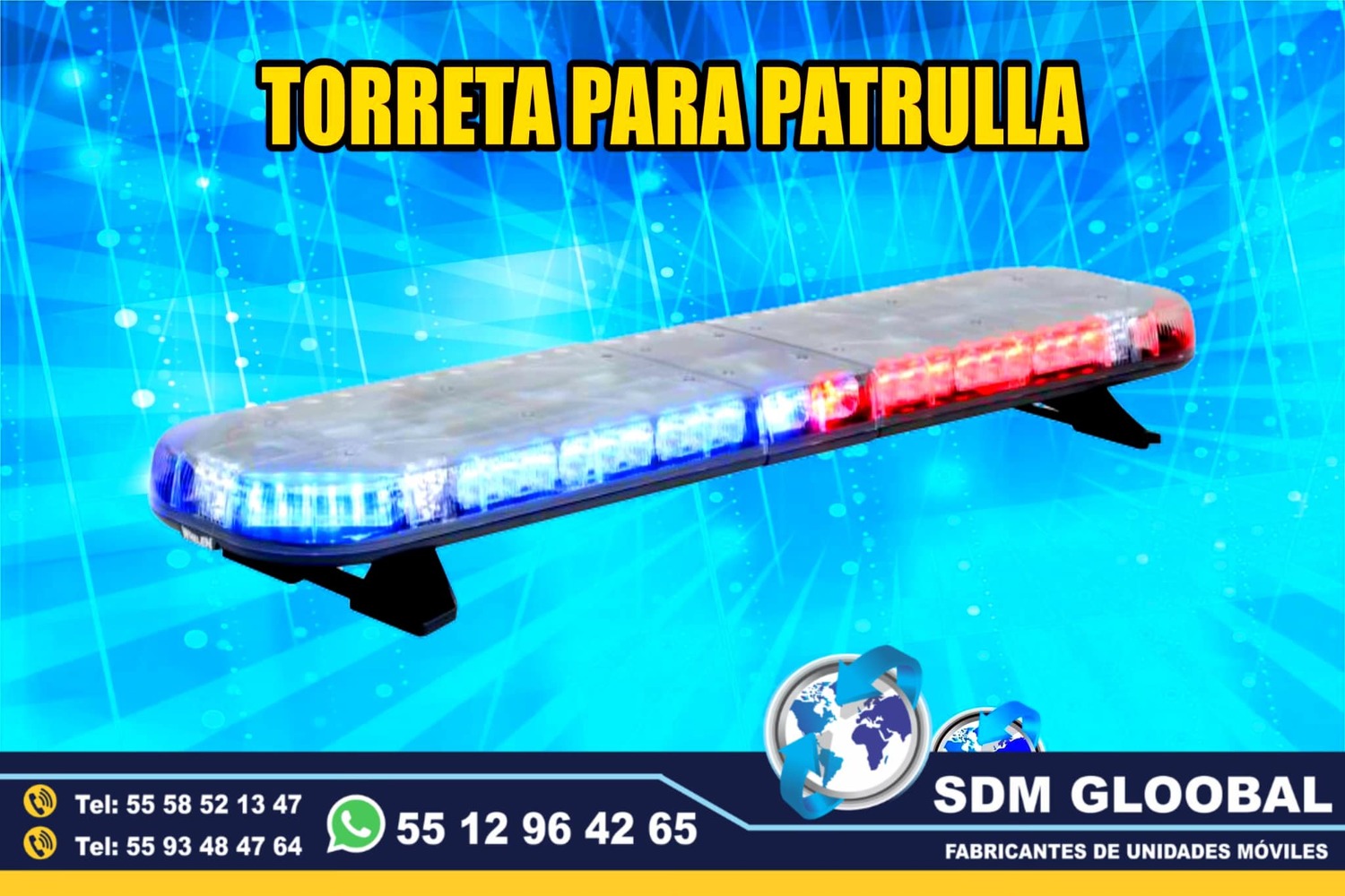 Venta de Torreta de Leds para patrullas color rojo azul Epcom<br>