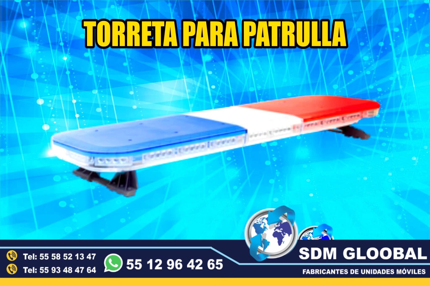Venta de Torreta de Leds para patrullas color rojo azul Epcom<br>